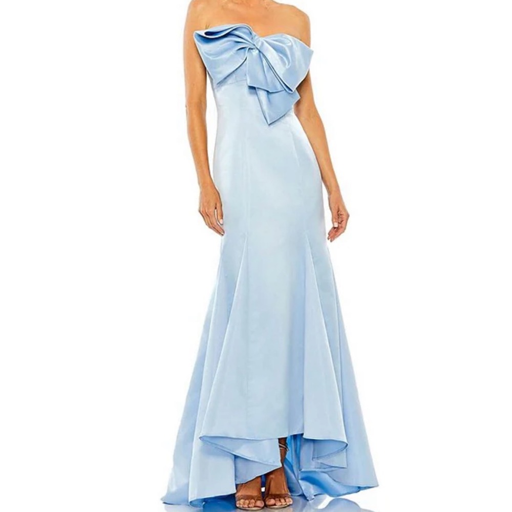 MAC DUGGAL Dress Size 6 Evening Gown Light Blue Powder NEW Strapless Bow